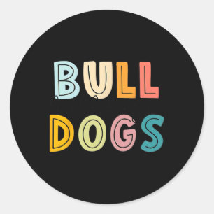 Go Bulldog Football School Spirit Team Mascot Spel Ronde Sticker
