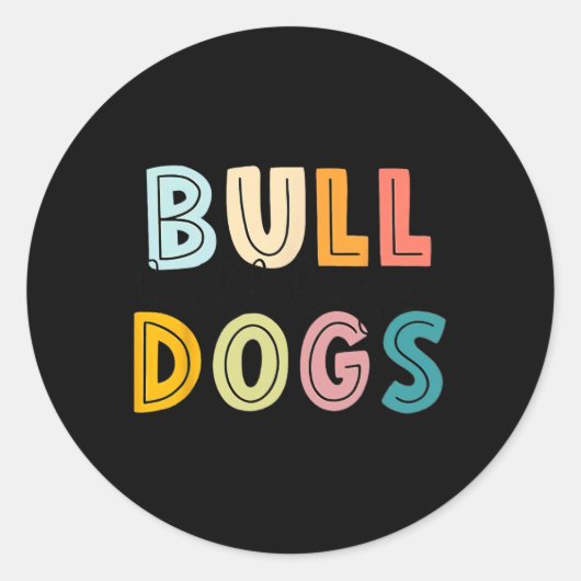 Go Bulldog Football School Spirit Team Mascot Spel Ronde Sticker (Voorkant)