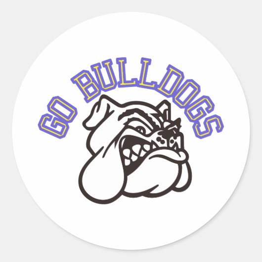 Go Bulldogs (met rand) Ronde Sticker (Voorkant)