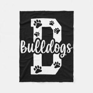 Go Bulldogs Pawprint School Mascot Spirit Football Fleece Deken