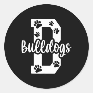 Go Bulldogs Pawprint School Mascot Spirit Football Ronde Sticker