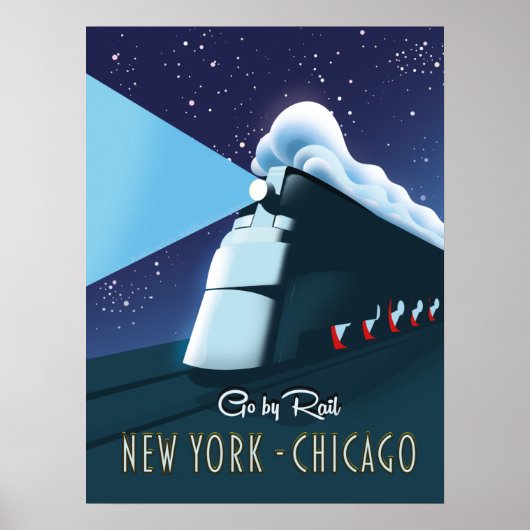 "Go by rail" New York - Chicago Poster (Voorkant)