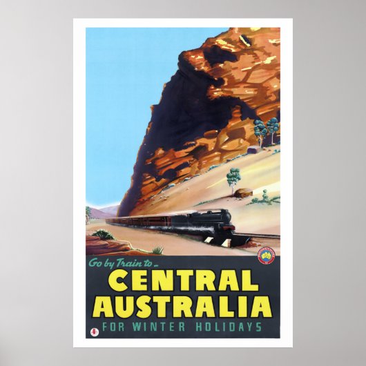 Go by train to Central Australia Vintage Poster (Voorkant)
