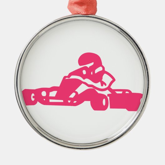 Go Cart Silhouette Metalen Ornament (Voorkant)