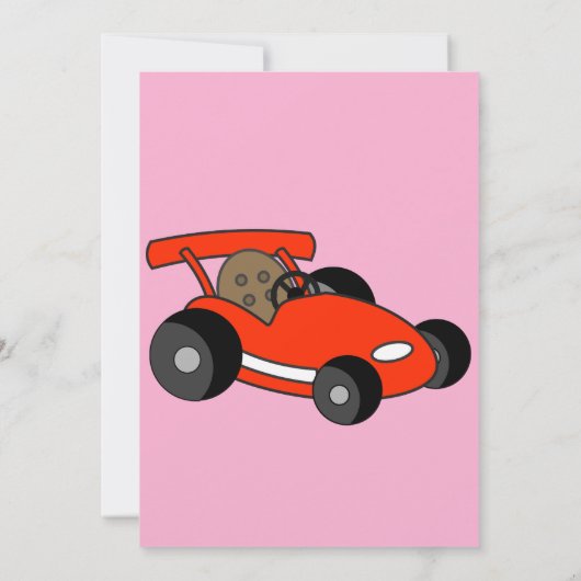 Go-Cart verjaardagsfeestje thema Kaart (Achterkant)