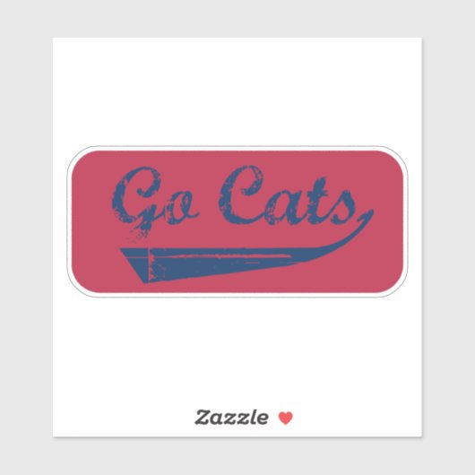 Go Cats  (blauw/rood) Sticker (Vel)