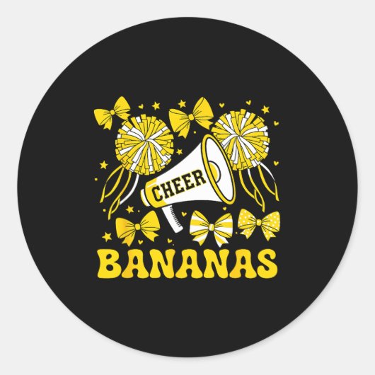 Go Cheer Bananas School Srts Fan Team Srit Name Ronde Sticker (Voorkant)
