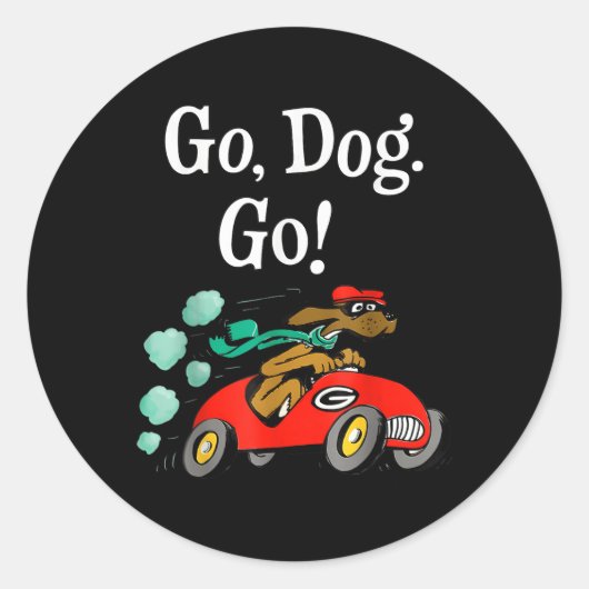 Go Dog Go Kostuum Ronde Sticker (Voorkant)