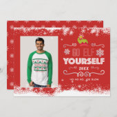 Go Elf Yourself-kerstfotokaart Feestdagenkaart (Voorkant / Achterkant)
