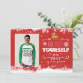 Go Elf Yourself-kerstfotokaart Feestdagenkaart (Staand voorkant)