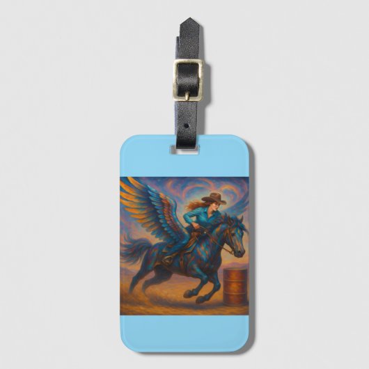 Go Fast! Barrel Racer And Winged Horse Bagagelabel (Voorkant (verticaal))