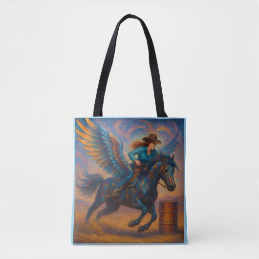 Go Fast! Barrel Racer And Winged Horse Tote Bag (Voorkant)