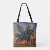 Go Fast! Barrel Racer And Winged Horse Tote Bag (Achterkant)