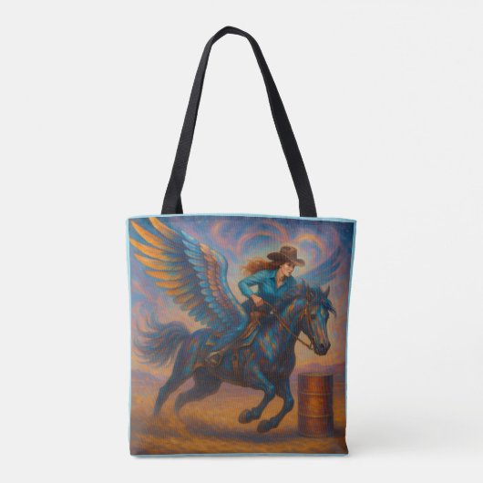 Go Fast! Barrel Racer And Winged Horse Tote Bag (Achterkant)