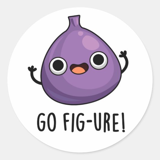 Go Fig Funny Fig Fruit Pun Ronde Sticker (Voorkant)