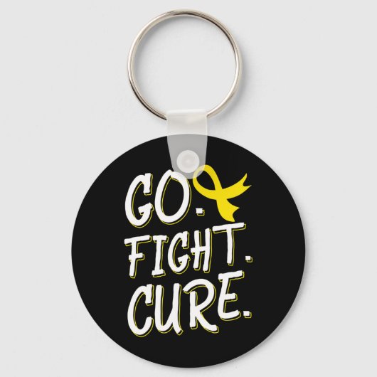 Go Fight Cure Childhood Cancer Gold Ribbon Awarene Sleutelhanger (Voorkant)