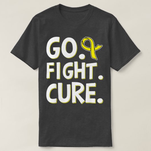 Go Fight Cure Gold Ribbon Childhood Cancer Awarene T-shirt (Design voorkant)