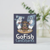 Go Fish Card Sharks Briefkaart (Staand voorkant)