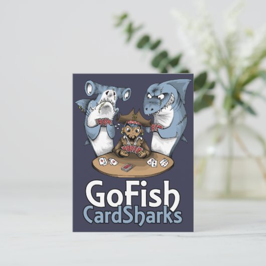 Go Fish Card Sharks Briefkaart (Staand voorkant)