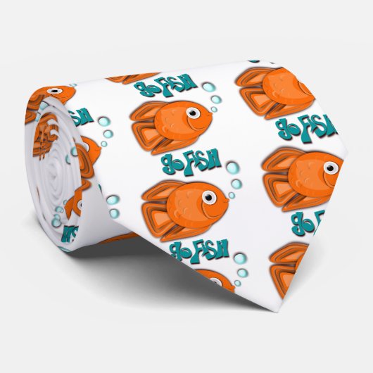 "Go Fish" Goldfish Stropdas (Opgerold)