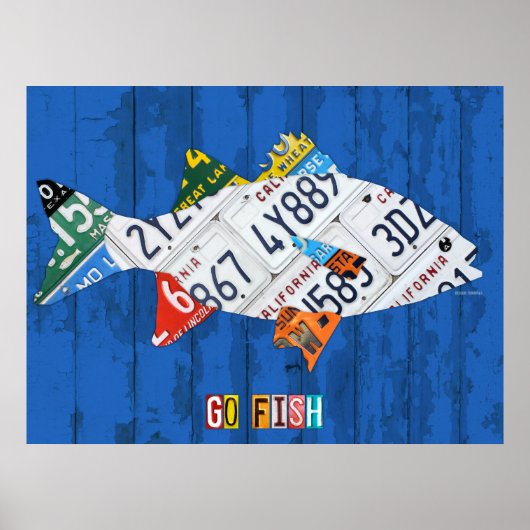 Go Fish Recycled  License Bord Art Poster (Voorkant)