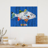 Go Fish Recycled  License Bord Art Poster (Keuken)