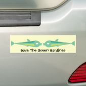 Go Fish_Spaar de groene sardines Bumpersticker (Op auto)