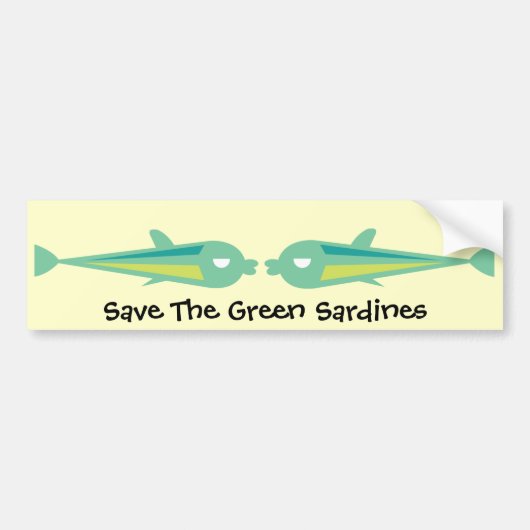 Go Fish_Spaar de groene sardines Bumpersticker (Voorkant)