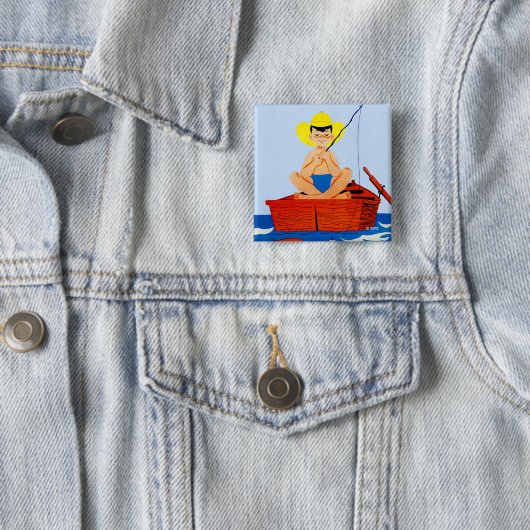 Go Fish Vierkante Button 5,1 Cm (In situ)