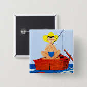 Go Fish Vierkante Button 5,1 Cm (Voorkant /achterkant)