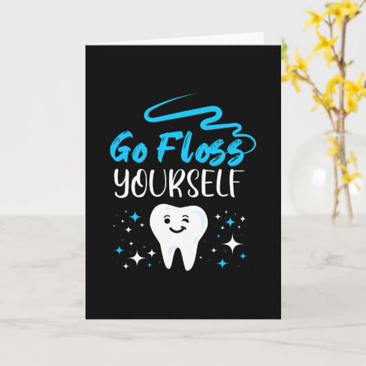 Go Floss Yourself Dentist Teeth Brushing Kaart (Gele Bloem)