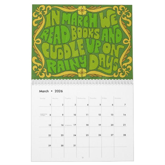 Go For It! Groovy Lettering Calendar Kalender (Mar 2026)