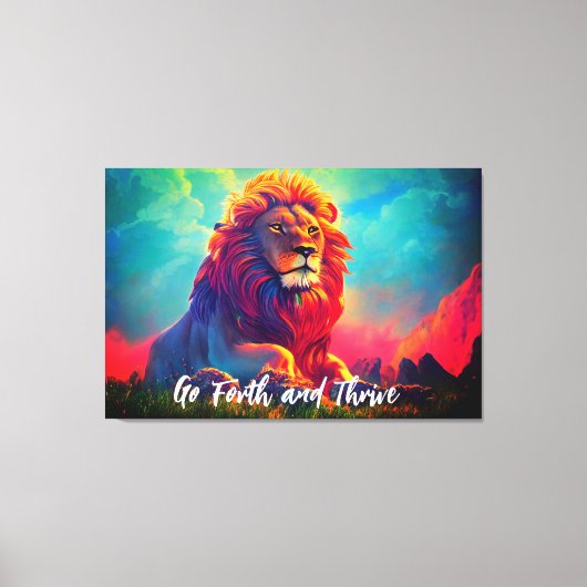 Go Forth and Thrive Majestic Lion Inspirerend Canvas Afdruk (Voorkant)