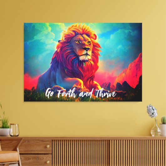Go Forth and Thrive Majestic Lion Inspirerend Canvas Afdruk (Insitu (Woonkamer))