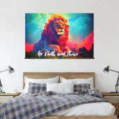 Go Forth and Thrive Majestic Lion Inspirerend Canvas Afdruk (Insitu (Slaapkamer))