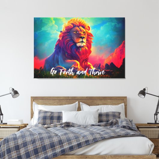 Go Forth and Thrive Majestic Lion Inspirerend Canvas Afdruk (Insitu (Slaapkamer))