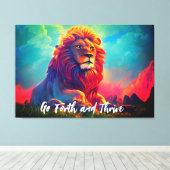 Go Forth and Thrive Majestic Lion Inspirerend Canvas Afdruk (Insitu (Houten vloer))