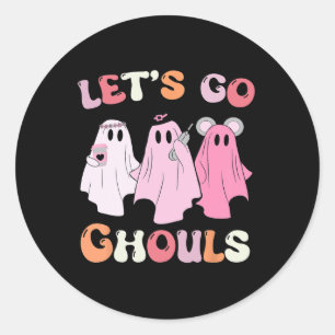 Go Ghouls Halloween Ghost Outfit Kostuum Retro Gro Ronde Sticker