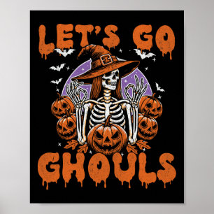 Go Ghouls Witch Retro Halloween kostuum voor vrouw Poster