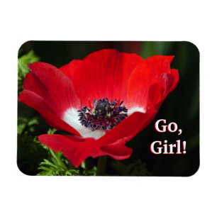 Go Girl Roos Flower Magnet Magneet