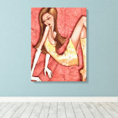 Go-Go Boots Sassy Glam Girl Mode Illustratie Canvas Afdruk (Insitu (Houten vloer))