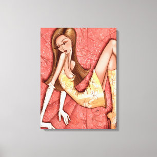 Go-Go Boots Sassy Glam Girl Mode Illustratie Canvas Afdruk