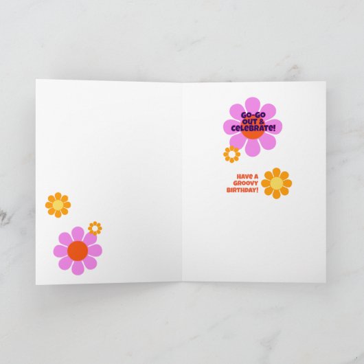 Go-Go Laarzen + Mini Rok Retro Verjaardag Kaart (Binnen)