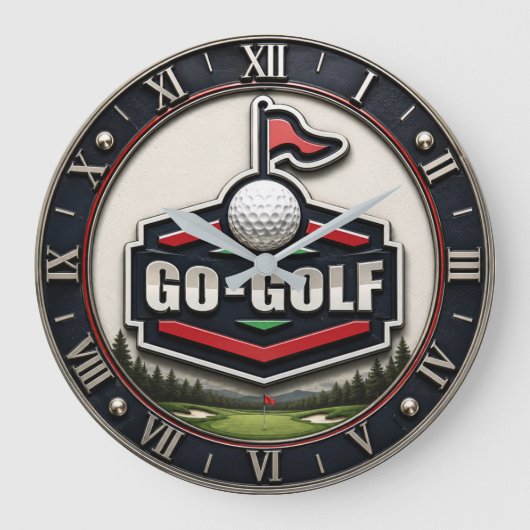 Go Golf Modern Golfer Gift Grote Klok (Voorkant)