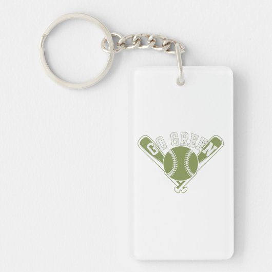 Go Green Baseball Design Sleutelhanger (Voorkant)