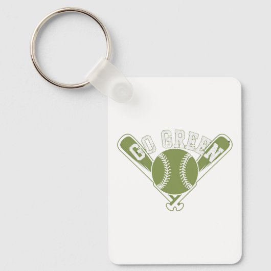 Go Green Baseball Design Sleutelhanger (Voorkant)