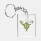 Go Green Baseball Design Sleutelhanger (Voorkant Links)