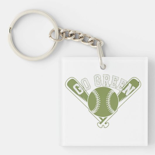 Go Green Baseball Design Sleutelhanger (Voorkant)