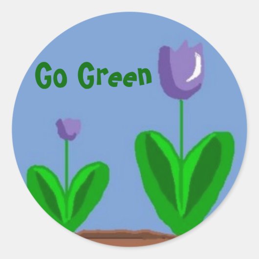 Go Green Flower Garden Ronde Sticker (Voorkant)