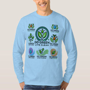 Go Green, Live Clean - Earth Day met lange mouwen T-shirt